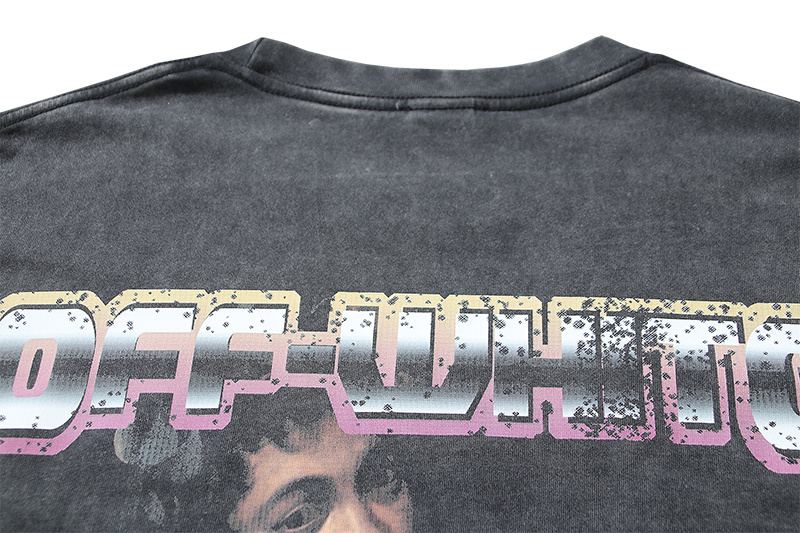 Off-White Digit Bacchus Portrait Grape Washed Heavyweight T-Shirt Black H120 1190