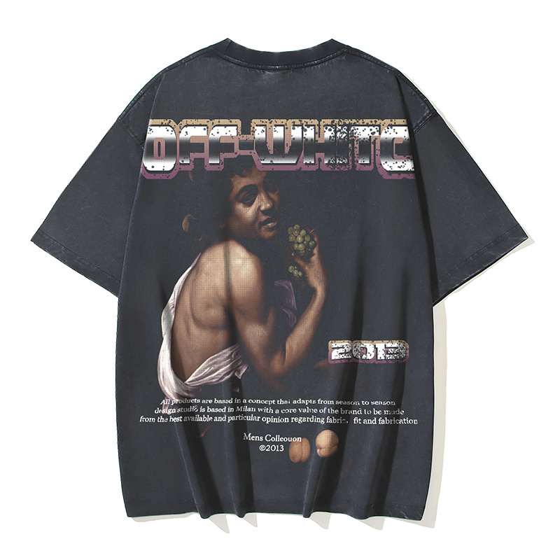 Off-White Digit Bacchus Portrait Grape Washed Heavyweight T-Shirt Black H120 1190