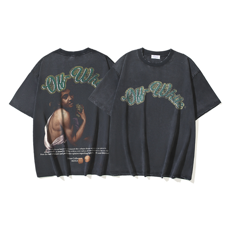 Off-White Digit Bacchus Portrait Grape Washed Heavyweight T-Shirt White H120 1191