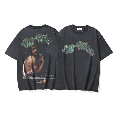 Off-White Digit Bacchus Portrait Grape Washed Heavyweight T-Shirt White H120 1191 01