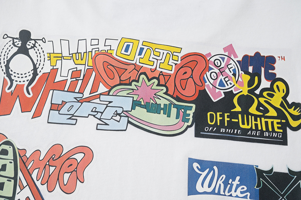 Off-White Digital Print Black White Graphic T-Shirt 6129