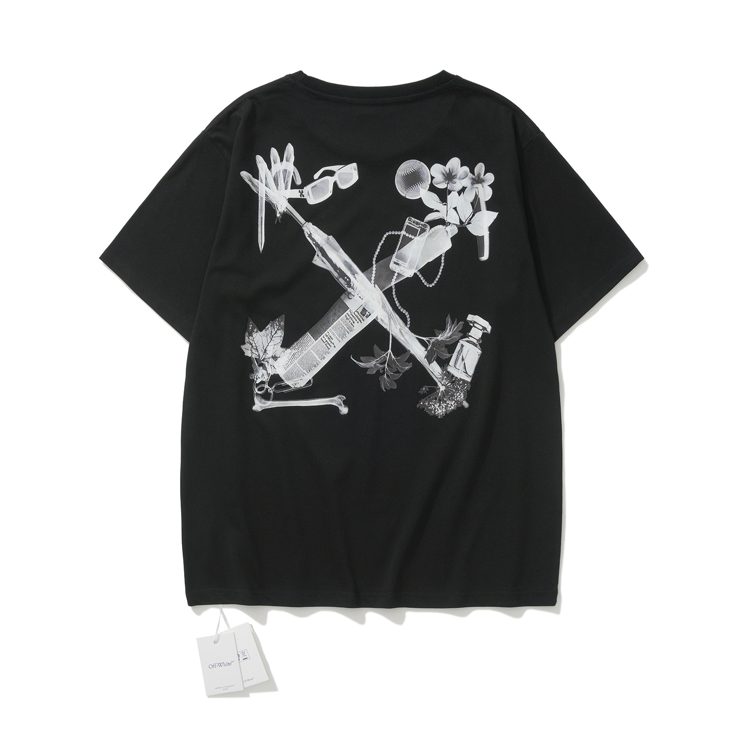 Off-White European Fit Black Light Brown Graphic T-Shirt 6133