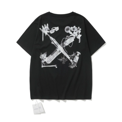 Off-White European Fit Black Light Brown Graphic T-Shirt 6133 01