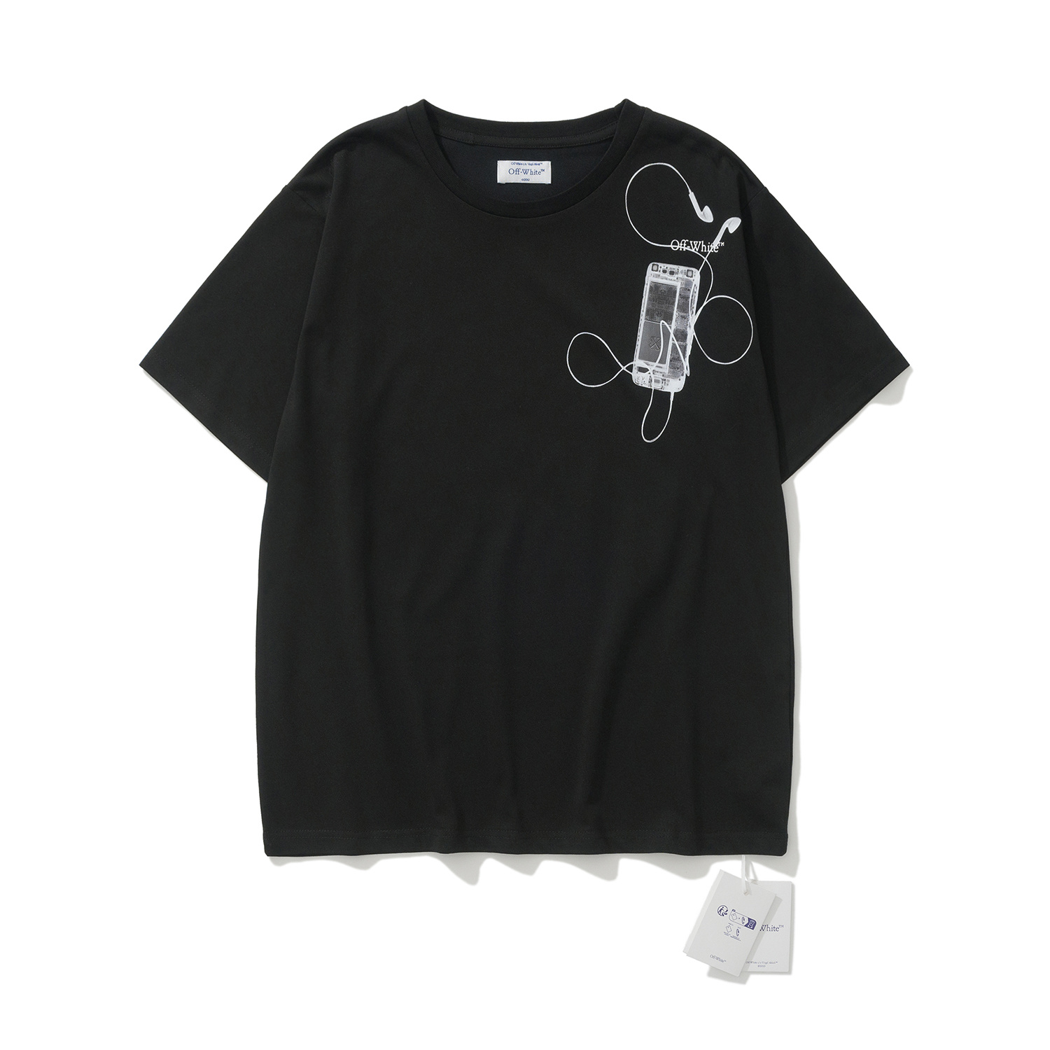 Off-White European Fit Black Light Brown Graphic T-Shirt 6133