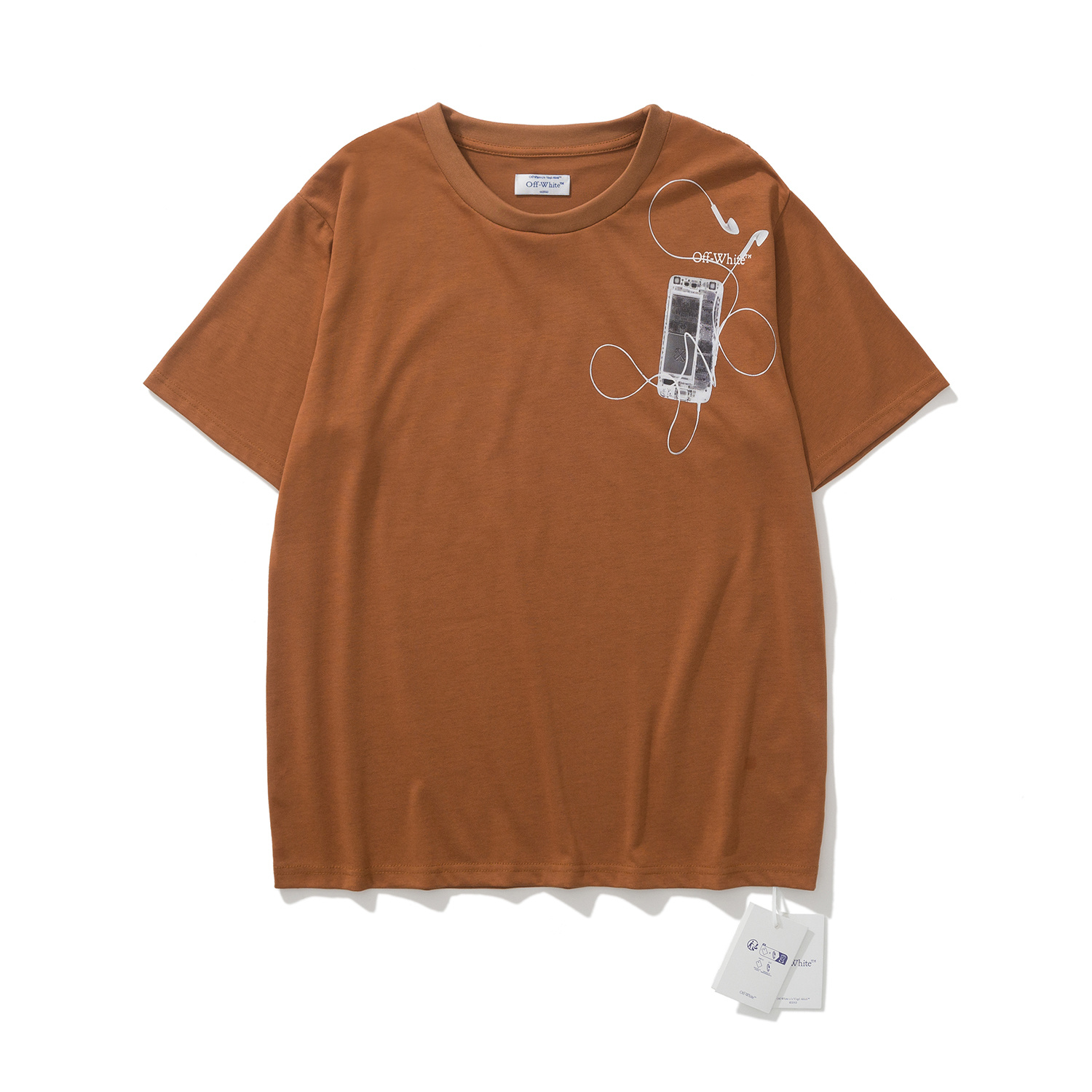 Off-White European Fit Black Light Brown Graphic T-Shirt 6133
