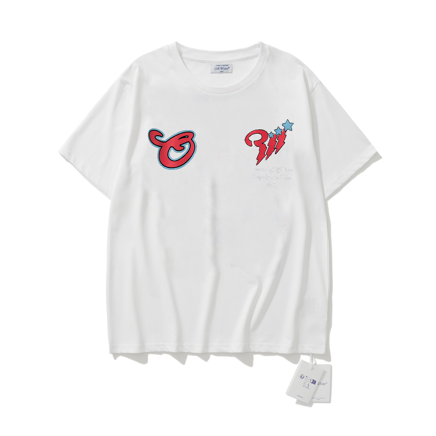 Off-White European Fit Multi Color Graphic T-Shirt 6139