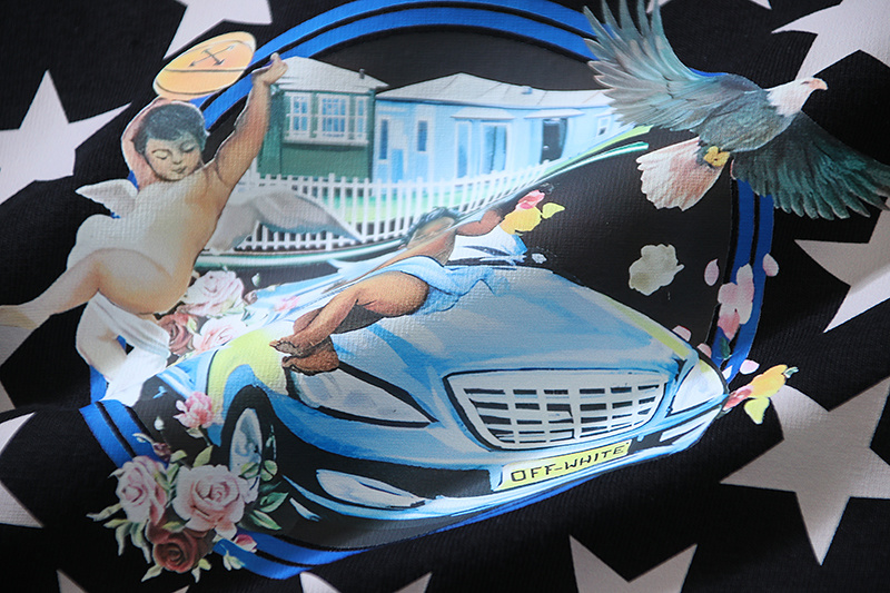 Off-White Fresco Star Over Angel Sports Car Letter Star Heavyweight T-Shirt H110 1154