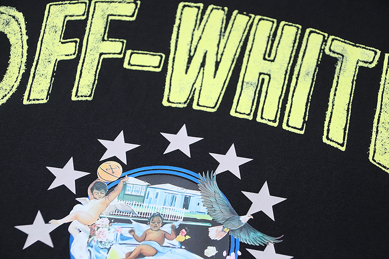 Off-White Fresco Star Over Angel Sports Car Letter Star Heavyweight T-Shirt H110 1154