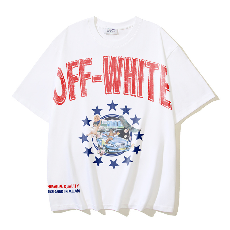 Off-White Fresco Star Over Angel Sports Car Letter Star Heavyweight T-Shirt H110 1154
