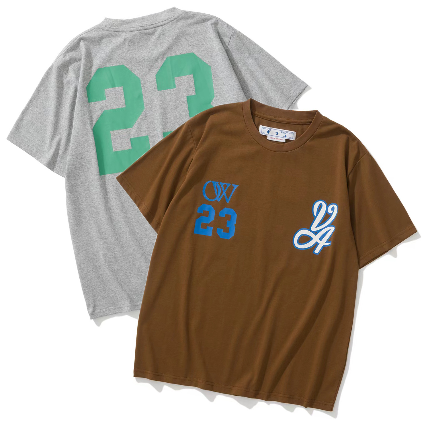 Off-White Grey Brown Graphic T-Shirt 6130