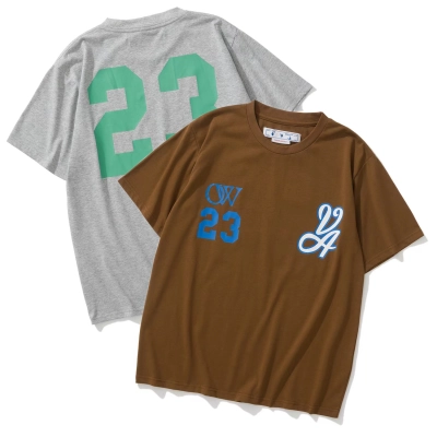 Off-White Grey Brown Graphic T-Shirt 6130 01
