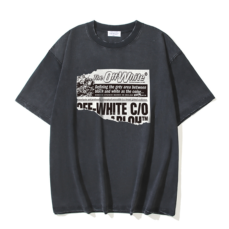 Off-White Newspaper Arrow Washed Heavyweight T-Shirt 1370