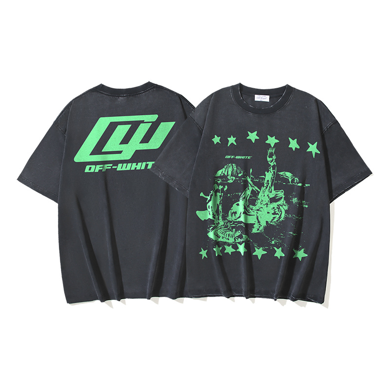 Off-White Star Collaboration Religious Washed Heavyweight T-Shirt 1367