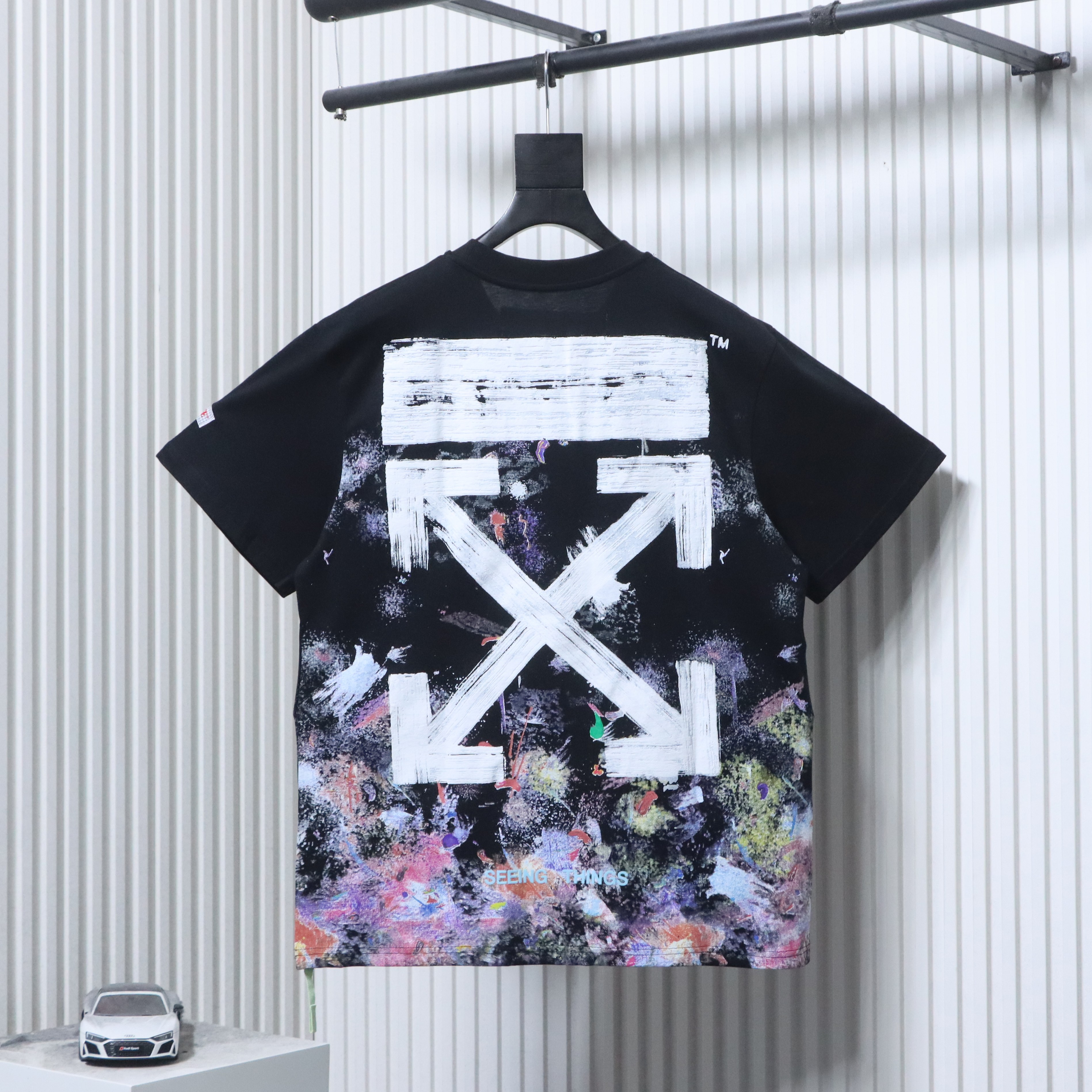Off-White Starry Firework Ink Splash Arrow T-Shirt 3 H150