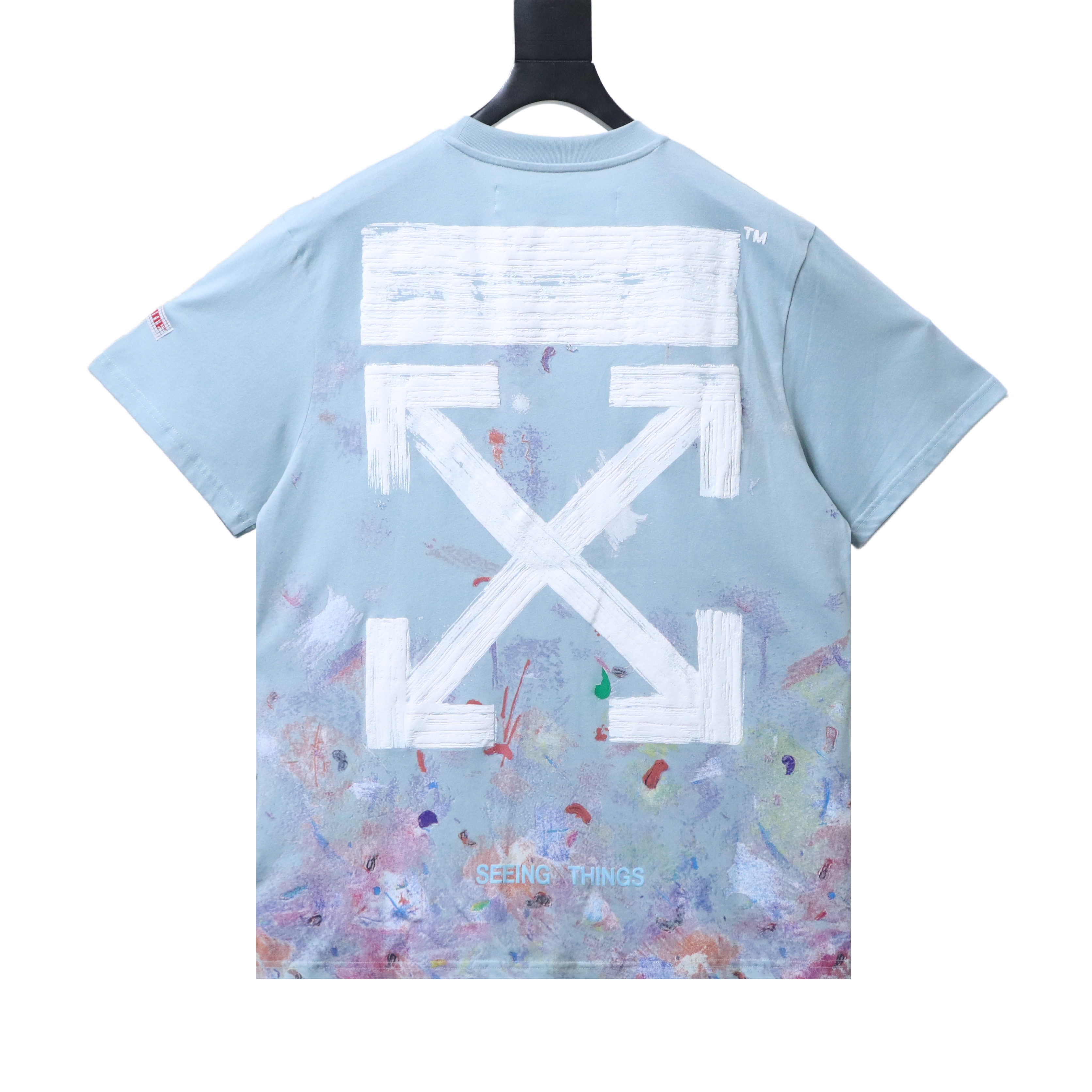 Off-White Starry Firework Ink Splash Arrow T-Shirt Black H150