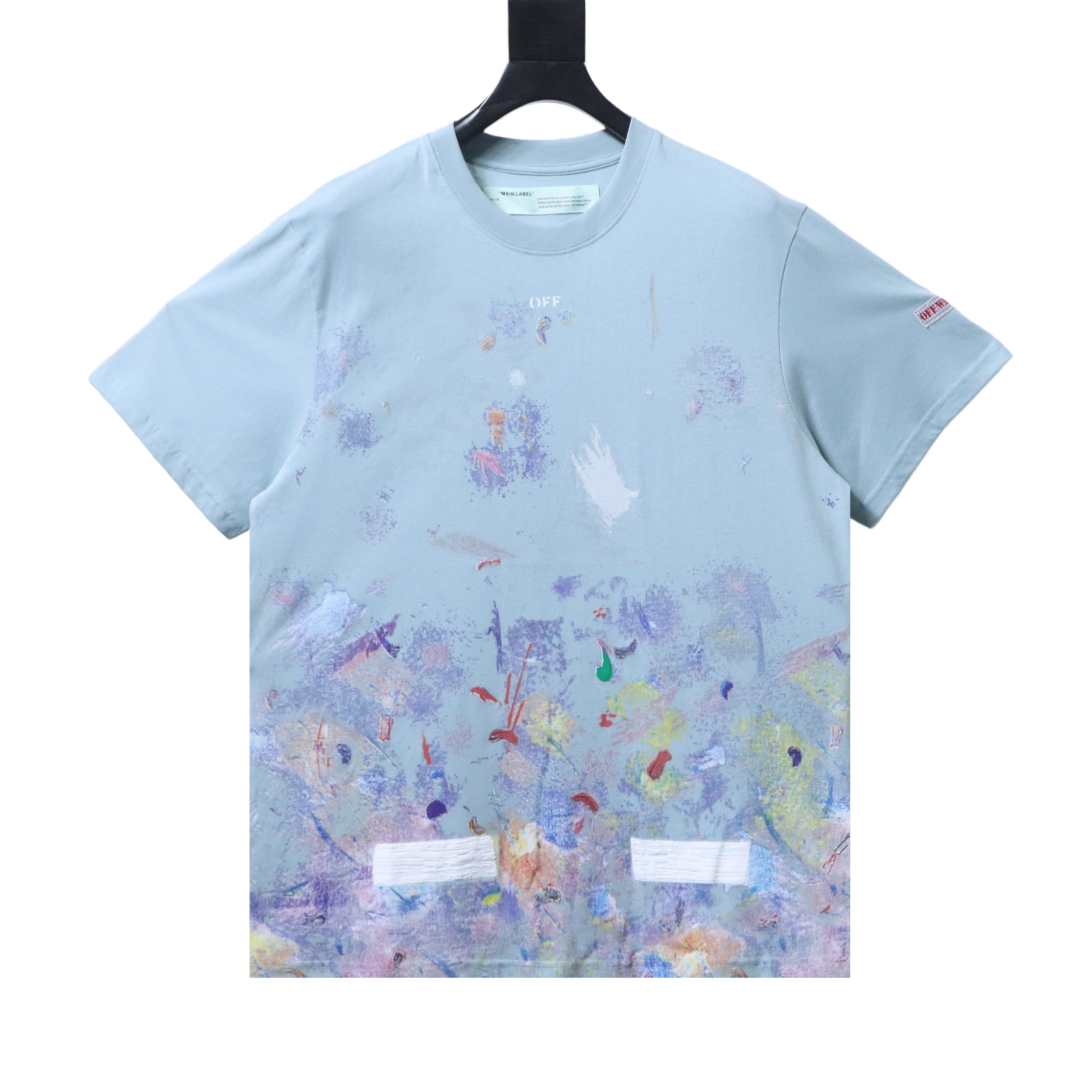 Off-White Starry Firework Ink Splash Arrow T-Shirt Black H150