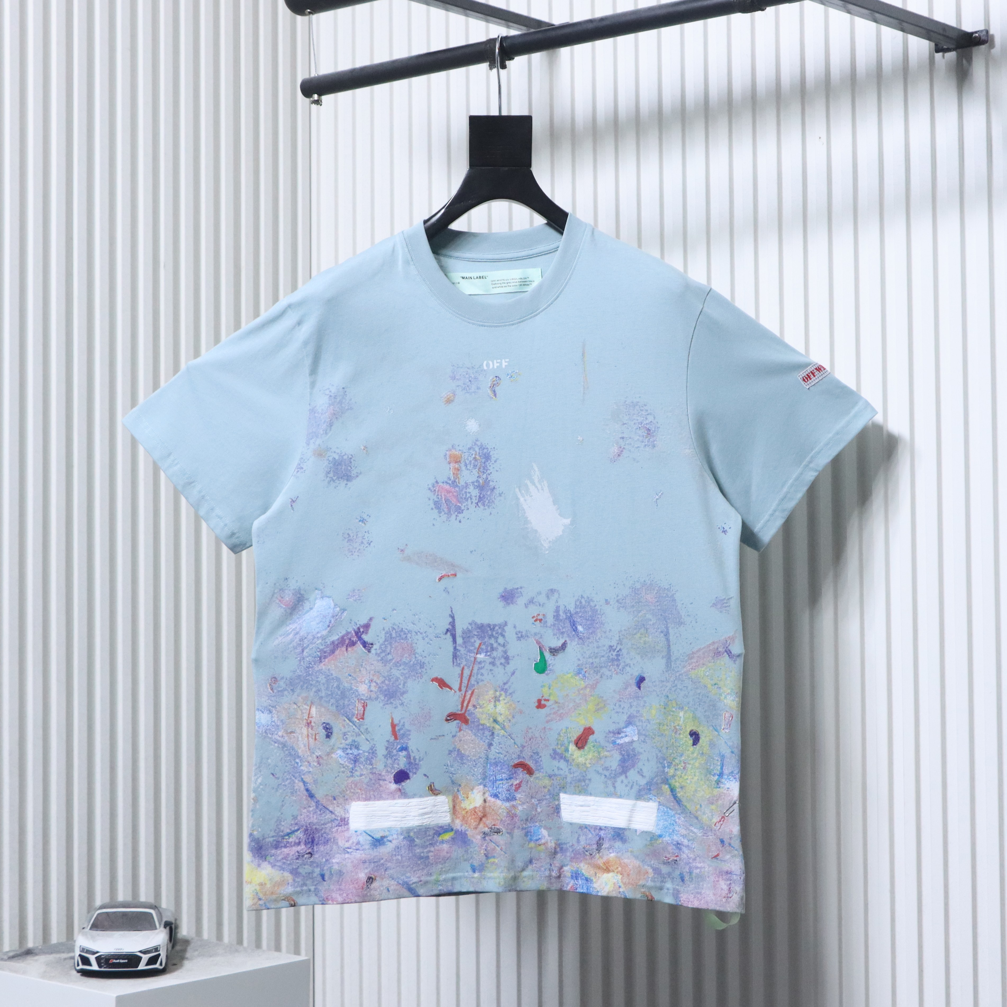 Off-White Starry Firework Ink Splash Arrow T-Shirt Black H150