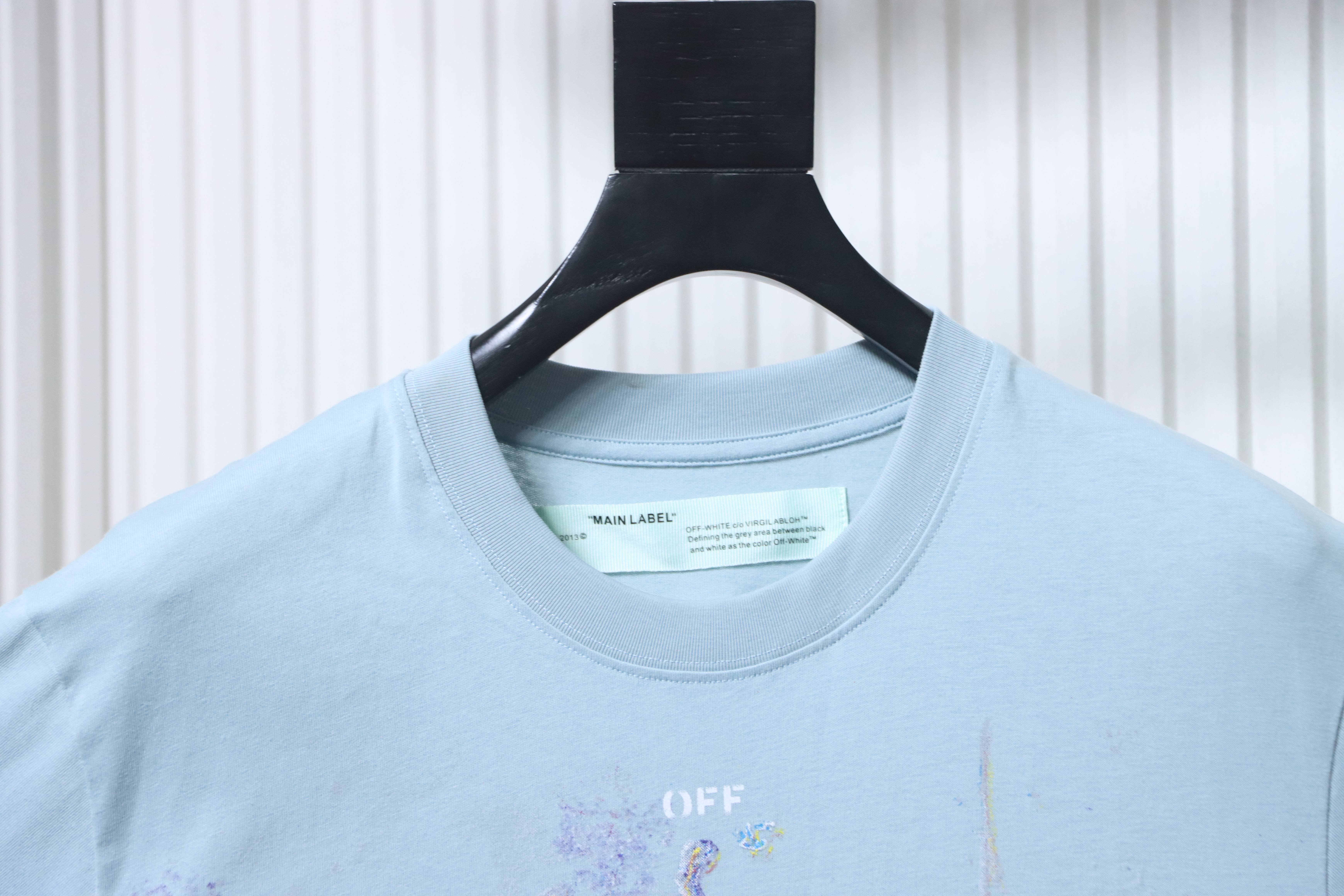 Off-White Starry Firework Ink Splash Arrow T-Shirt Black H150