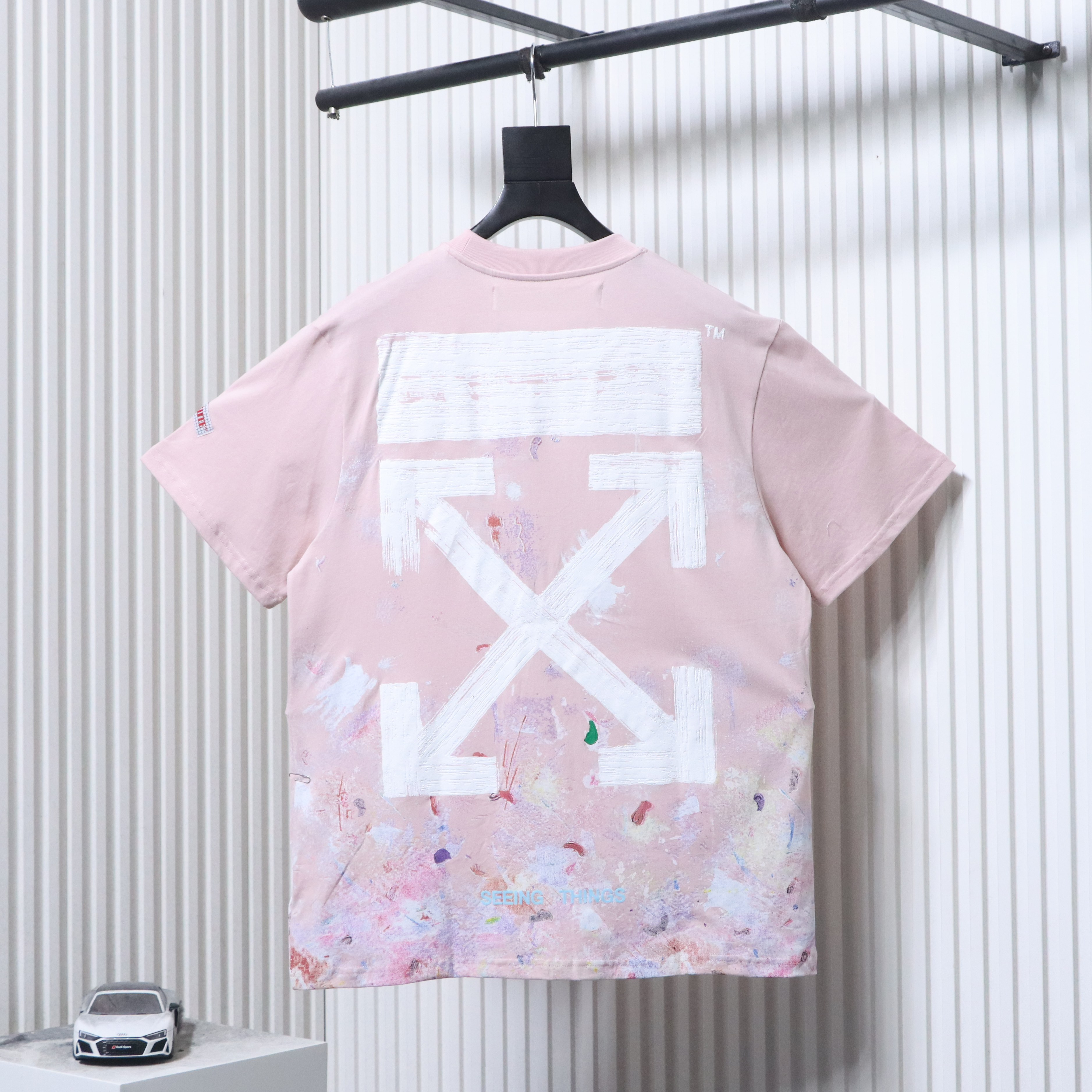 Off-White Starry Firework Ink Splash Arrow T-Shirt White H150