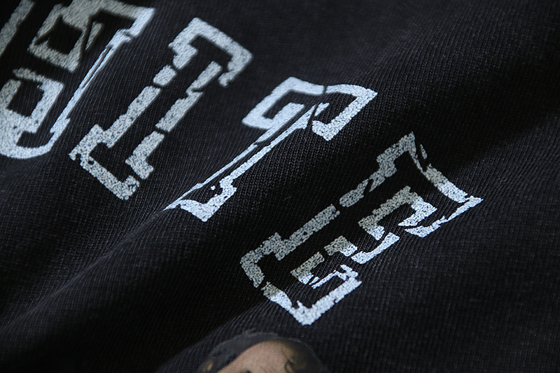 Off-White Watercolor Religious Oil Painting Letter Washed Heavyweight T-Shirt Black H120 1158