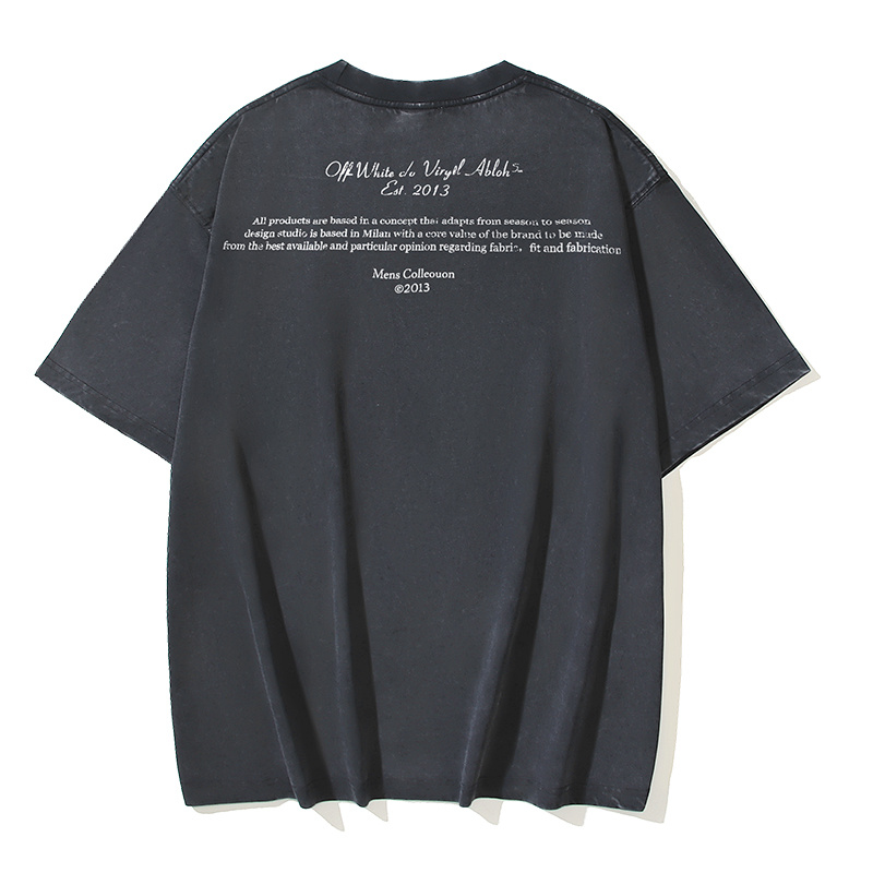 Off-White Watercolor Religious Oil Painting Letter Washed Heavyweight T-Shirt Black H120 1158