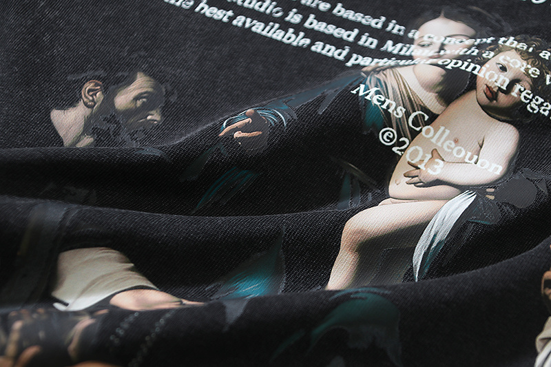 Off-White Watercolor Religious Oil Painting Letter Washed Heavyweight T-Shirt White H120 1162