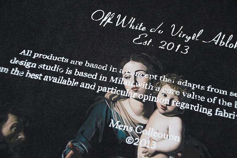Off-White Watercolor Religious Oil Painting Letter Washed Heavyweight T-Shirt White H120 1162