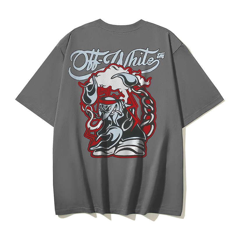 Off-White Wizard Bull Head Cartoon Heavyweight T-Shirt H110 1094