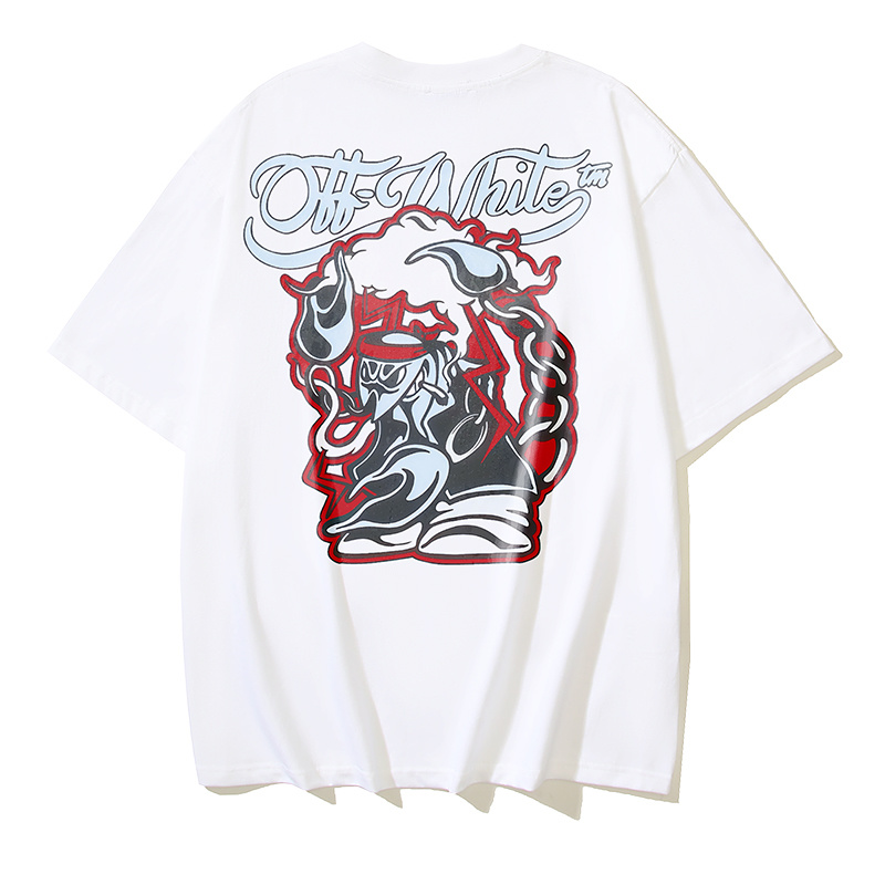 Off-White Wizard Bull Head Cartoon Heavyweight T-Shirt H110 1094