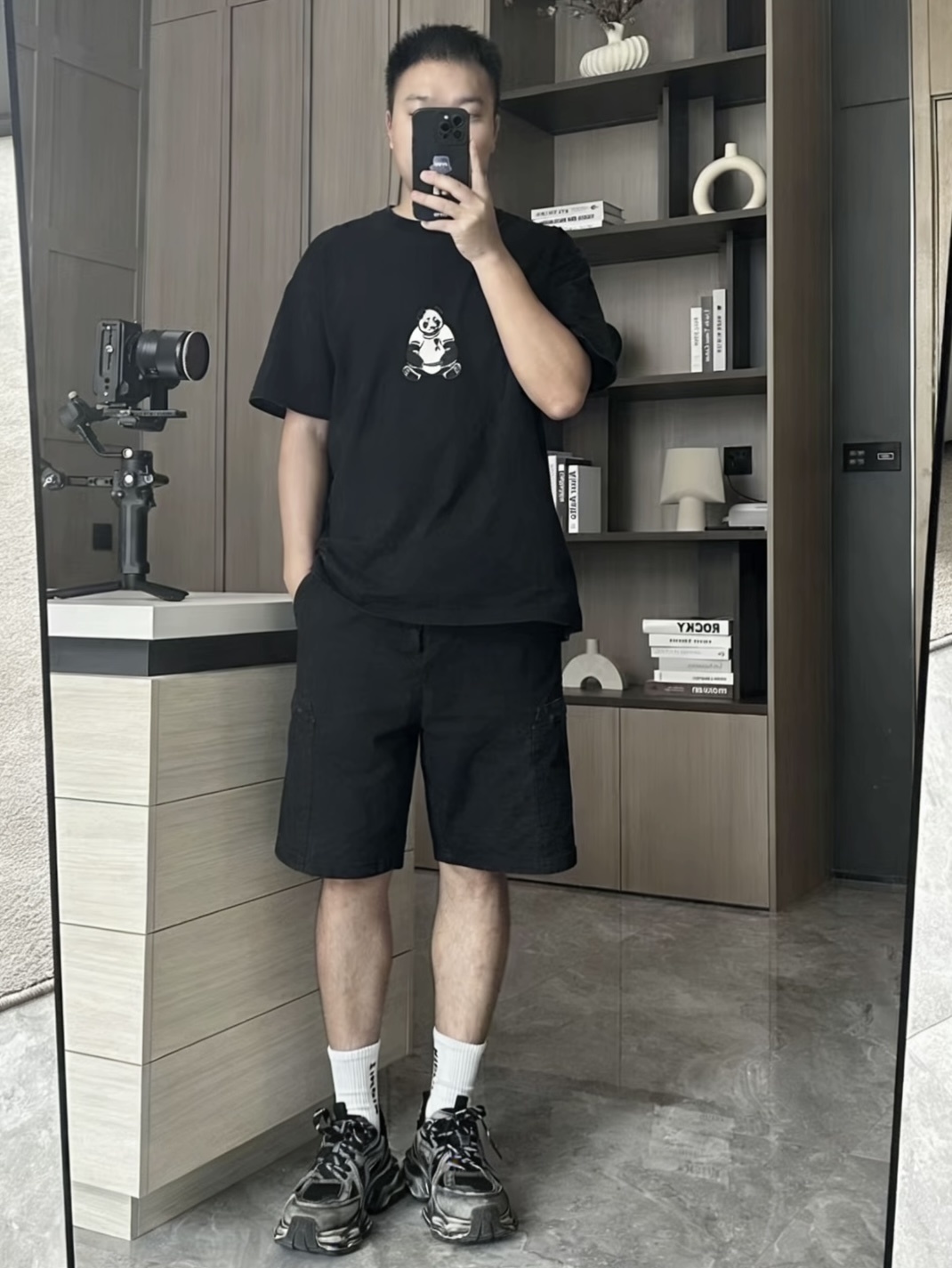 Amiri 26SS Panda Embroidered Black T-Shirt h140
