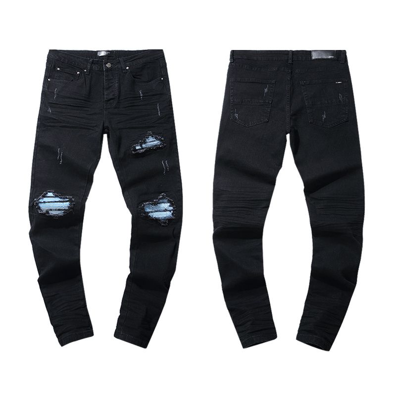 Amiri Blue Knee Distressed Black Jeans H200 AM302
