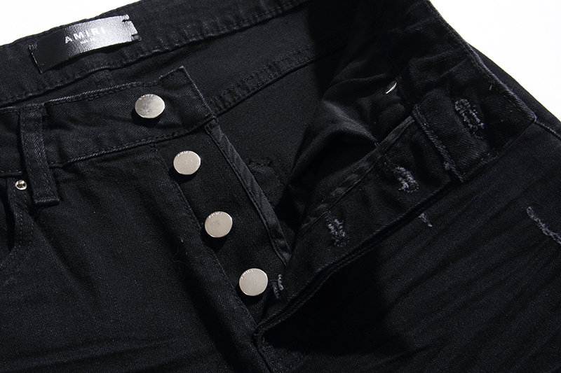 Amiri Blue Knee Distressed Black Jeans H200 AM302