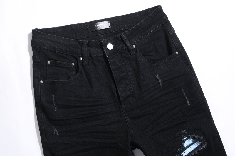 Amiri Blue Knee Distressed Black Jeans H200 AM302
