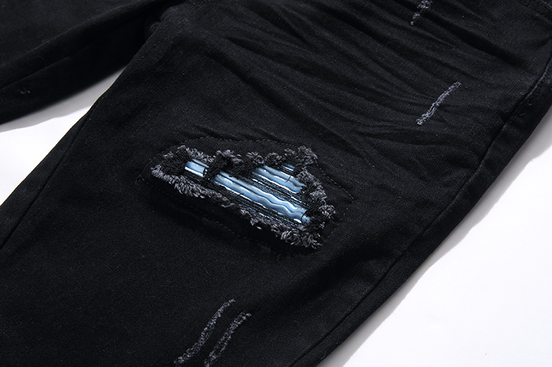 Amiri Blue Knee Distressed Black Jeans H200 AM302