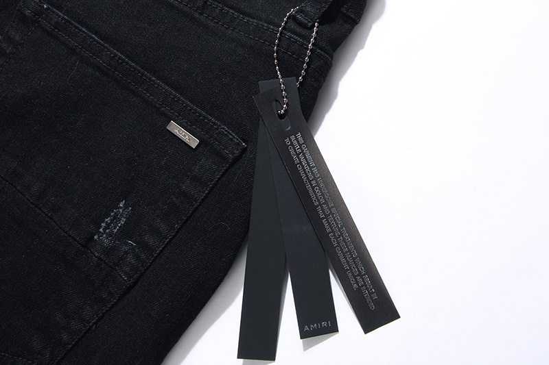 Amiri Blue Knee Distressed Black Jeans H200 AM302