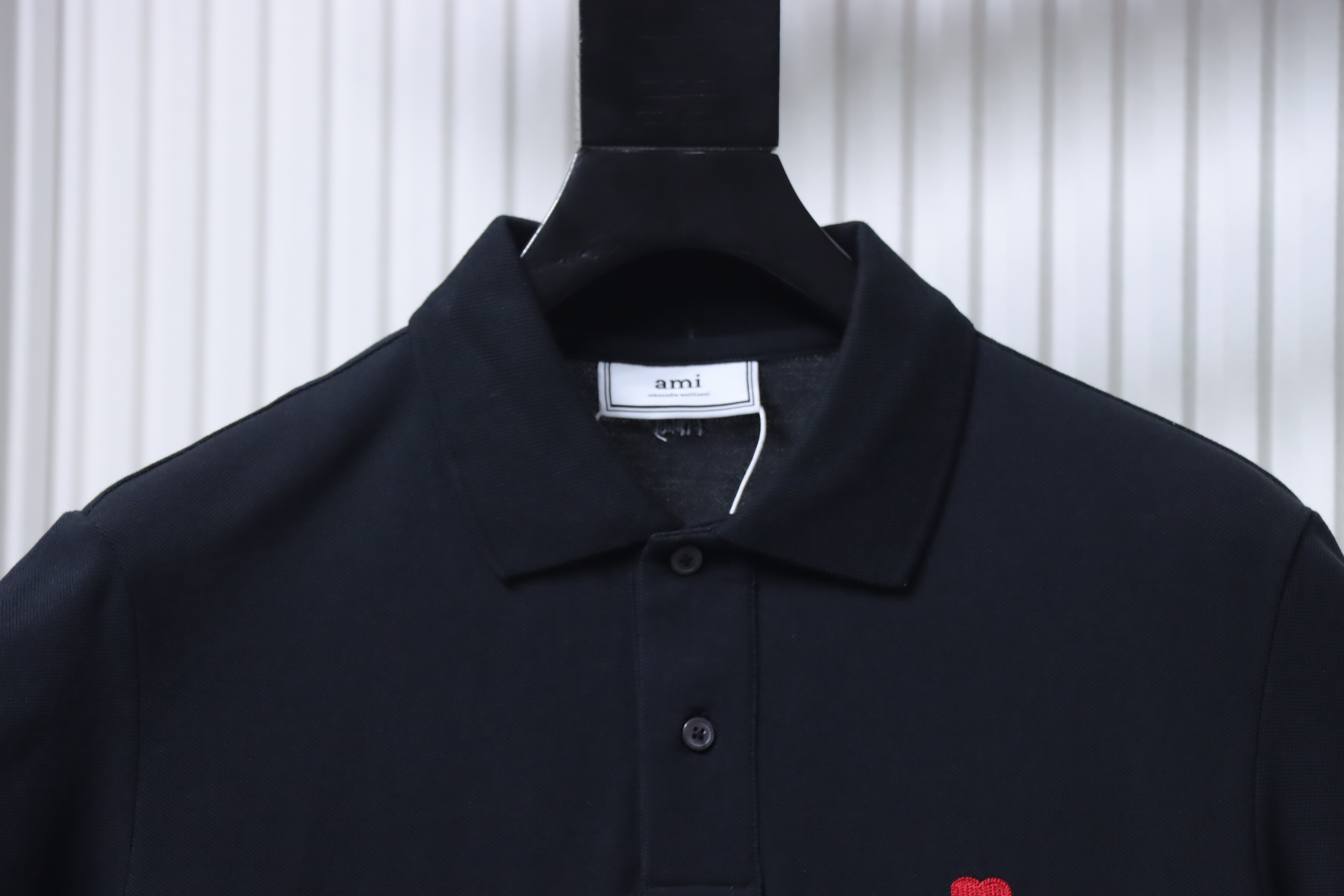 Amiri Classic Heart Embroidered Black Polo Shirt h170
