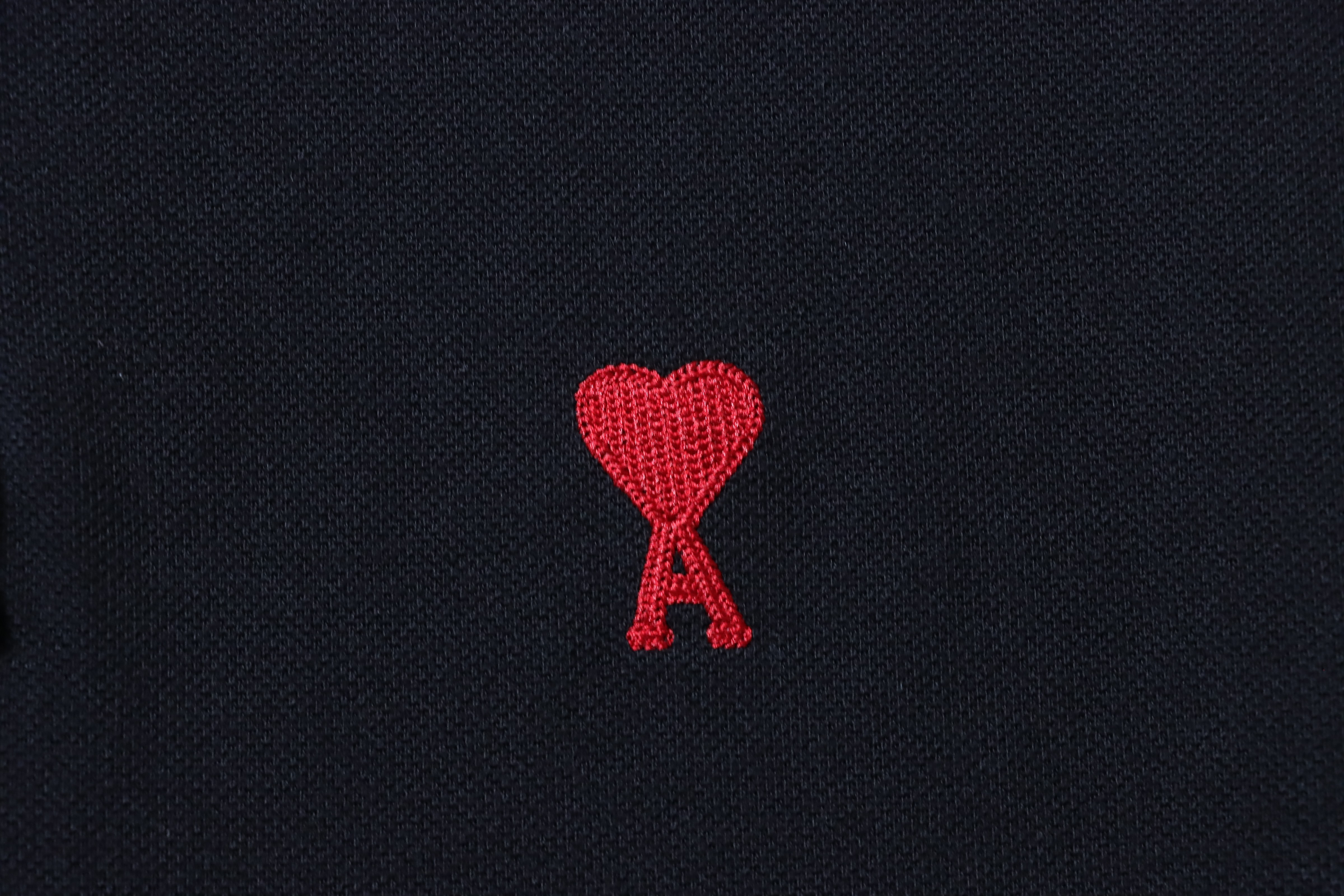 Amiri Classic Heart Embroidered Black Polo Shirt h170