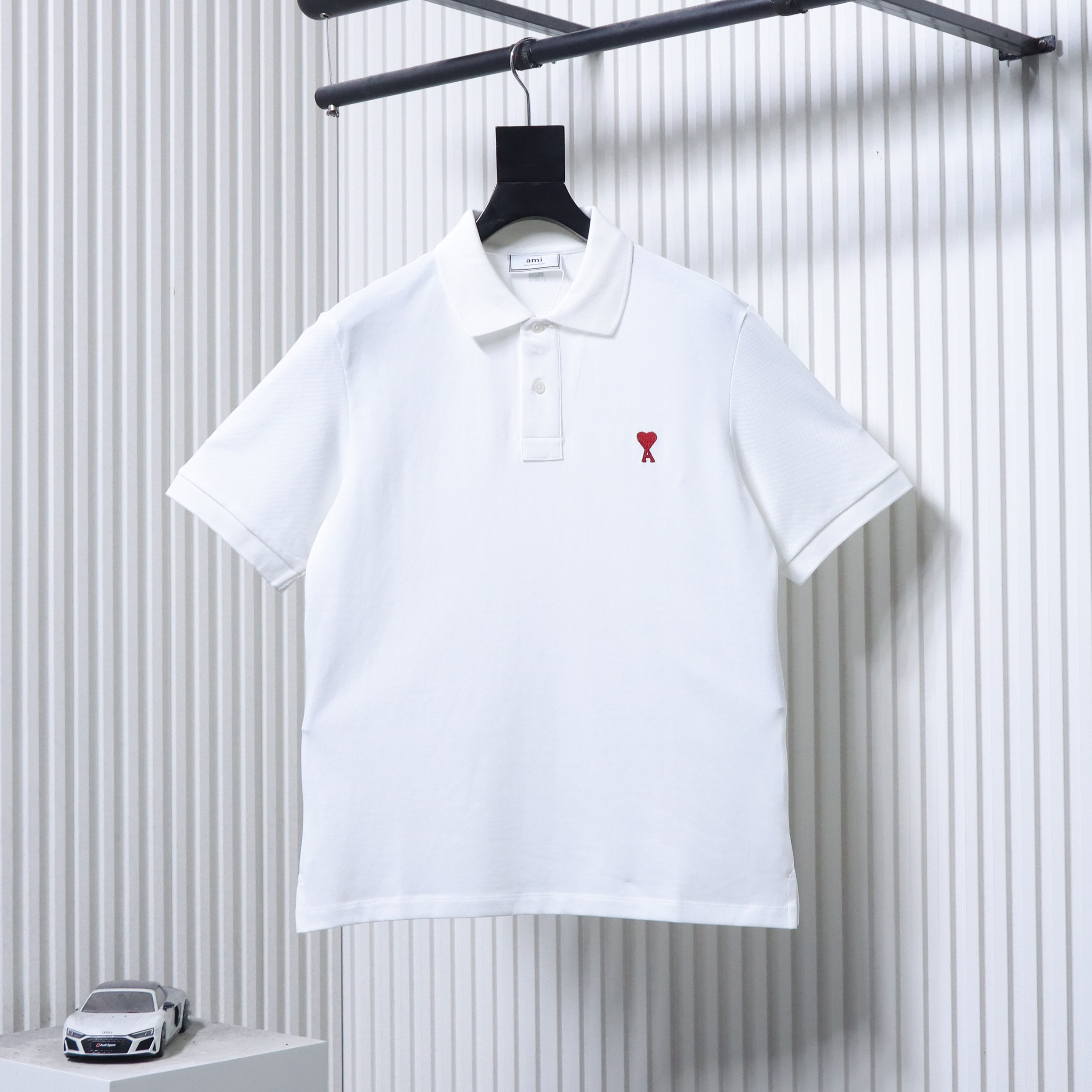 Amiri Classic Heart Embroidered White Polo Shirt h170
