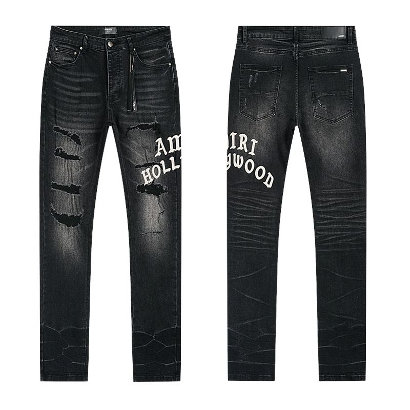 Amiri Hollywood Logo Black Jeans H200 AM348