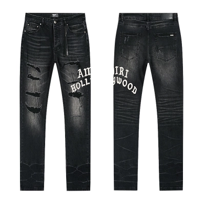 Amiri Hollywood Logo Black Jeans H200 AM348 01