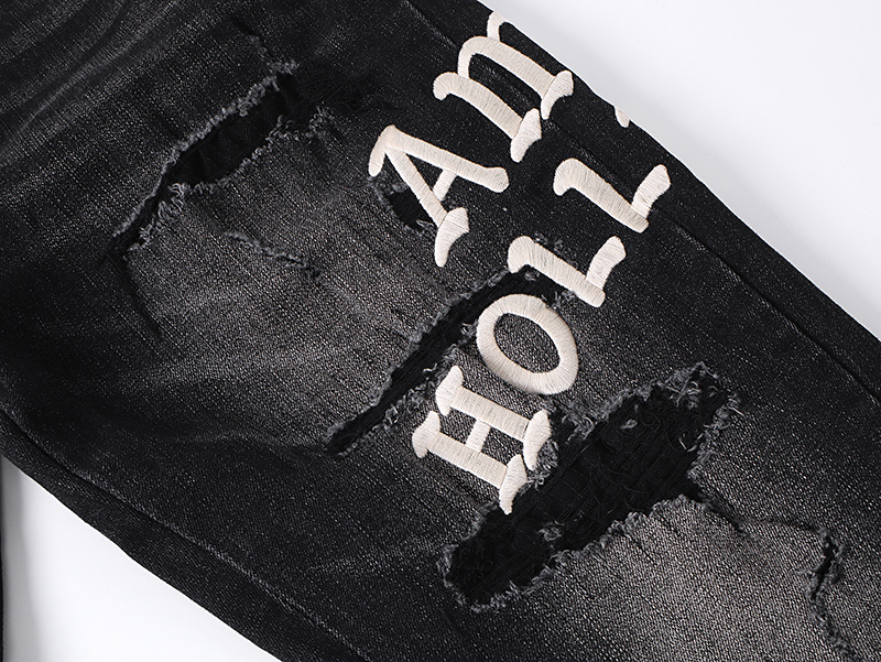 Amiri Hollywood Logo Black Jeans H200 AM348