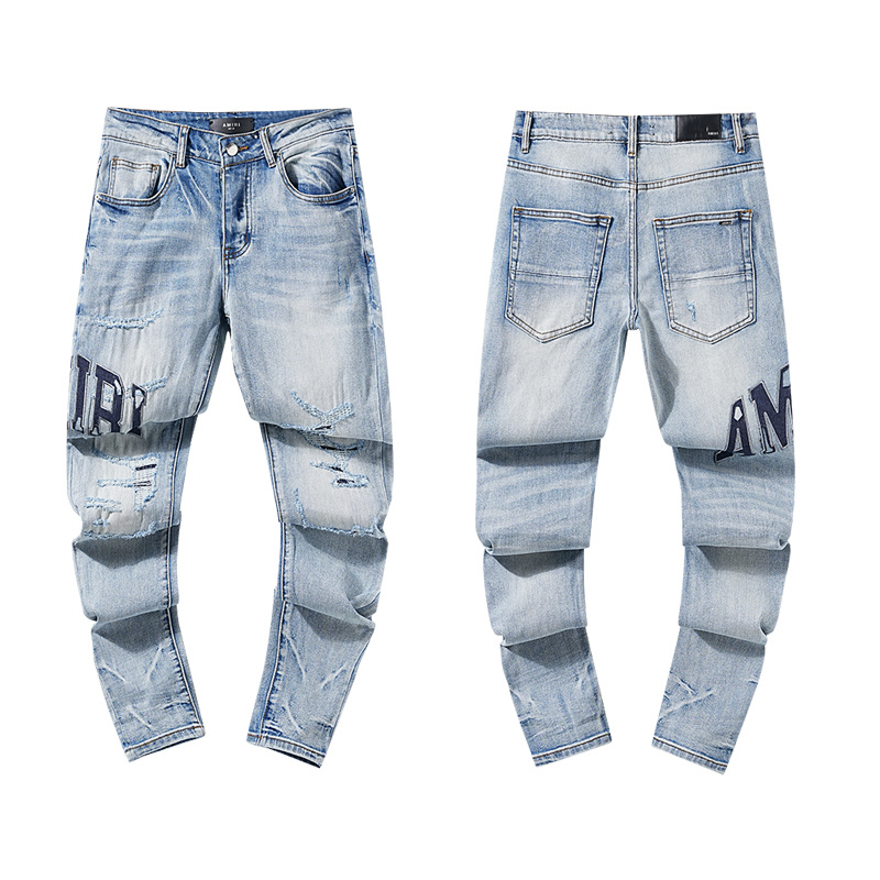 Amiri Knee Distressed Light Blue Jeans H200 AM318