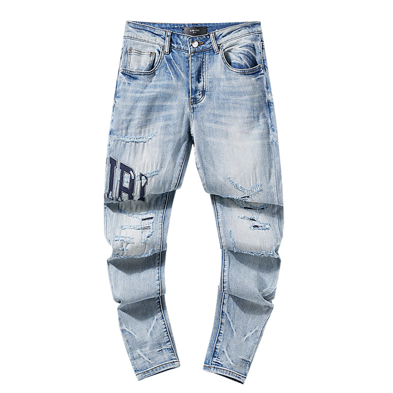 Amiri Knee Distressed Light Blue Jeans H200 AM318