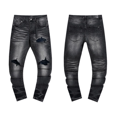 Amiri Knee Patch Distressed Black Jeans H200 AM328 01