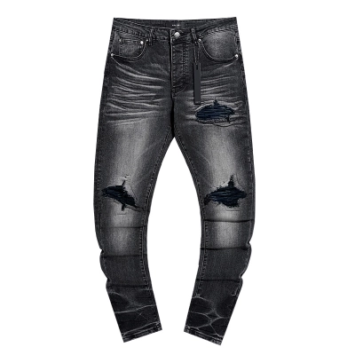 Amiri Knee Patch Distressed Black Jeans H200 AM328 02