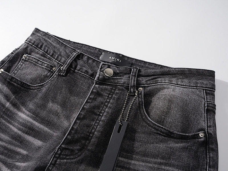 Amiri Knee Patch Distressed Black Jeans H200 AM328