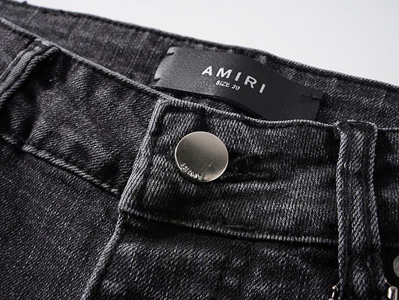 Amiri Knee Patch Distressed Black Jeans H200 AM328