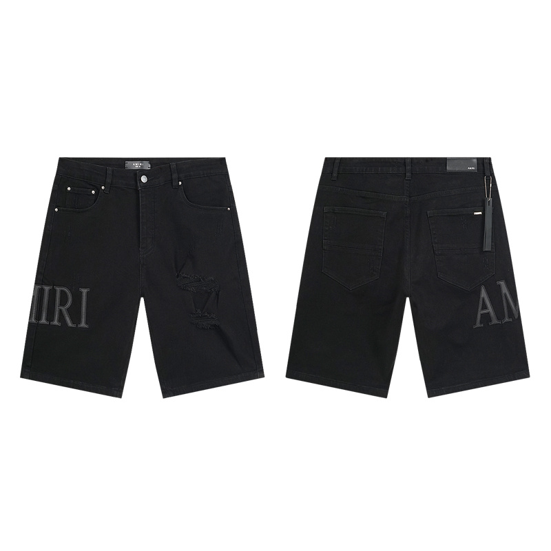 Amiri Logo Black Denim Shorts H200 AM602
