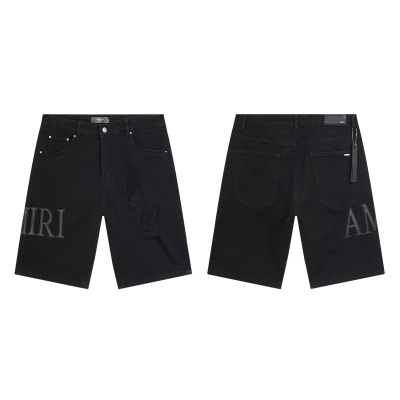 Amiri Logo Black Denim Shorts H200 AM602 01