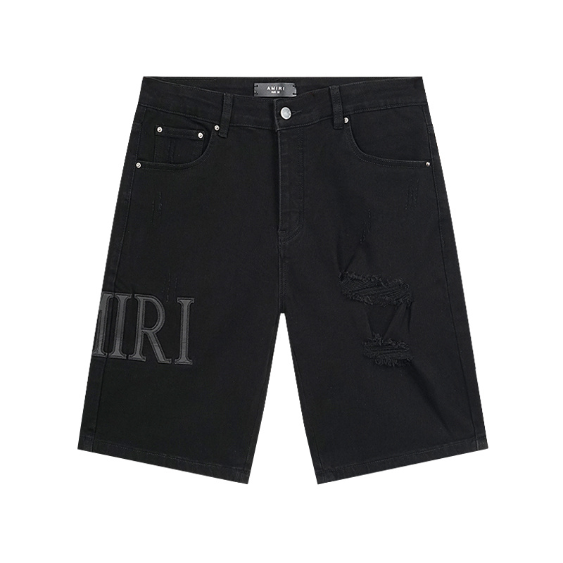 Amiri Logo Black Denim Shorts H200 AM602